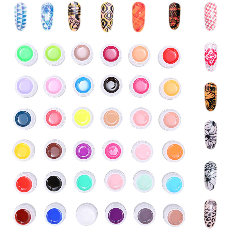 

36 colores esmalte de unas arte de unas conjunto de pigmentos UV Gel Builder esmalte de gel de extension de pegamento solido con un cepillo de unas,