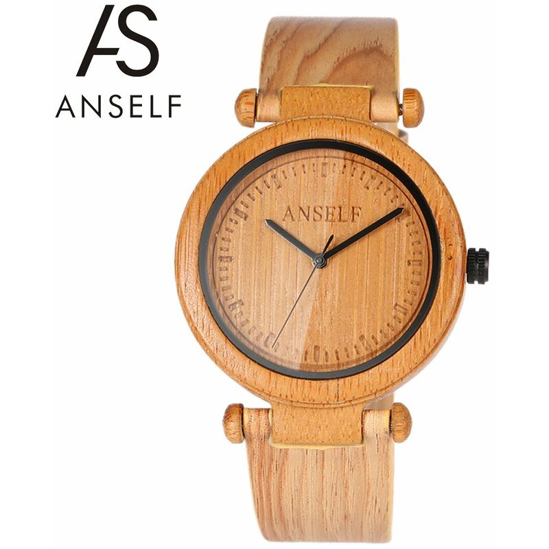 

Anself Fashion Reloj de pulsera de madera de bambu natural de alta calidad 3ATM Resistente al agua Simplicidad Reloj unisex de moda para aniversario