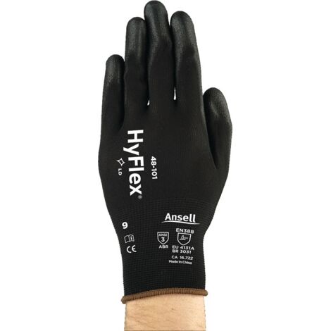 ANSELL 48-101-8 Handschuhe HyFlex® 48-101 Gr.8 schwarz Nylon mit Polyurethan