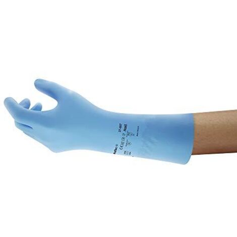 Ansell AlphaTec 37-007 Guanti da Lavoro in Nitrile, Protezione Contro le Sostanze Chimiche, Protezione Meccanica, Industriali DPI, Guanti Riutilizzabili, Blu, Taglia S (1 paio)