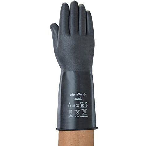 Ansell AlphaTec 38-514 Guanti Chimici di Butile, Massima Protezione per Lavori Pesanti, Design Flessibile e Confortevole, Industriali DPI , Senza Lattice, Taglia 9/L (1 Paio)
