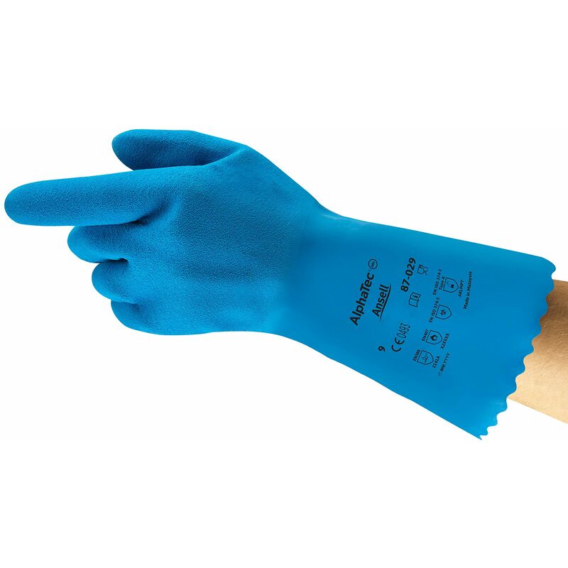 Image of Astroflex Guanto in Lattice di Gomma Naturale, Protezione Contro le Sostanze Chimiche e Liquide, Blu, Taglia 7 (Sacchetto di 12 Paia) - Ansell