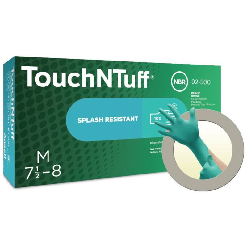 TouchNTuff 92500080 100 pc(s) Nitrile Gants à usage unique Taille: m, 7.5, 8 en 21420:2020 - Ansell