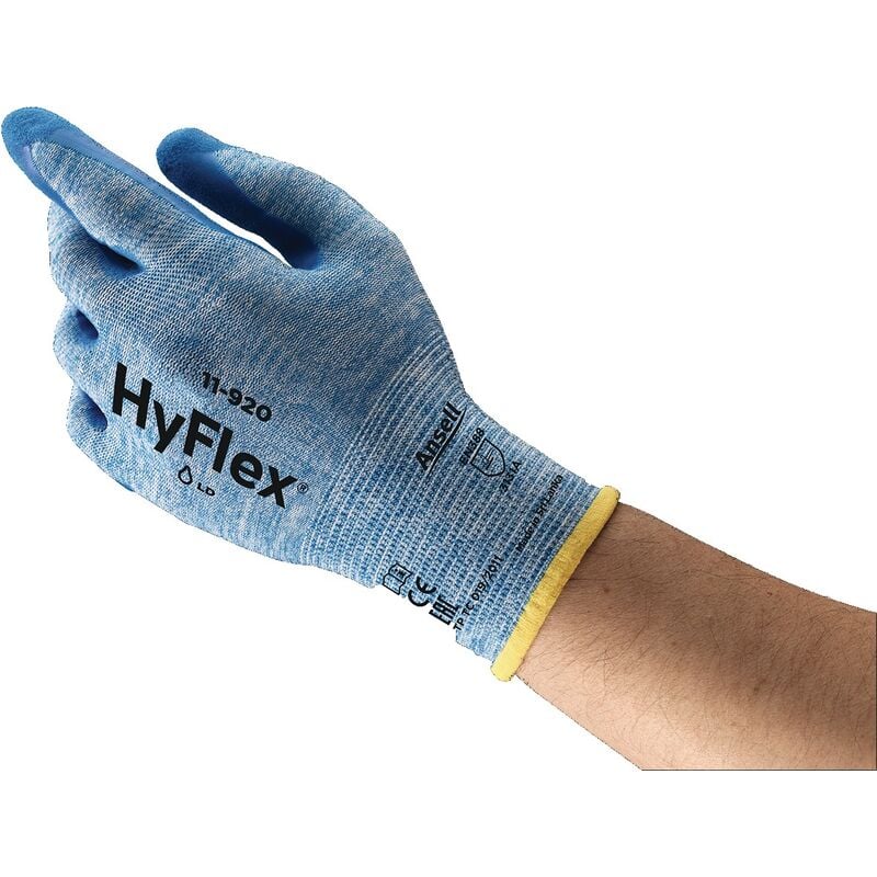 Ansell - Gant HyFlex® 11-920 Taille 8 bleu nylon avec nitrile EN 388