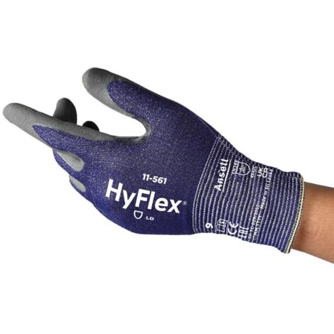 Ansell HyFlex 11-561 Guanti Antitaglio Ultrasottili, Rivestimento in Nitrile Traspirante, Guanti da Lavoro Professionali Alta Protezione, Donna e Uomo, Lavabili, Nero, Taglia S (1 Paio)