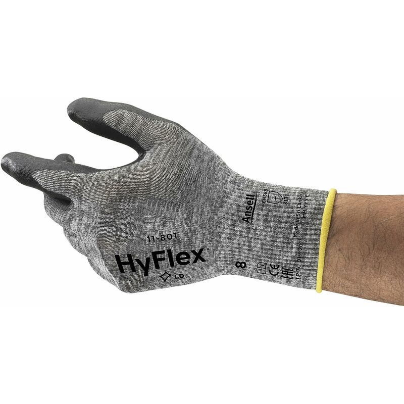 Image of HyFlex 11-801 Guanti da Lavoro Professionali, Rivestimento in Nitrile Resistente all'Abrasione, Protezione Professionale per Usi Generali e