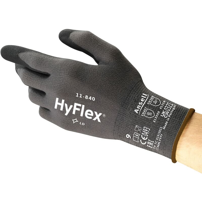 Image of HyFlex 11-840 Guanti da Lavoro Professionali, Rivestimento in Nitrile Resistente all'Abrasione, Protezione Professionale per Usi Industriali e