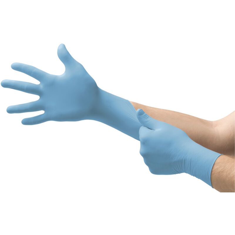 Ansell - TouchNTuff 92-670 Disposable Nitrile Gloves, Size 7.5-8 - Blue