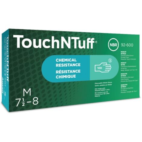 Ansell TouchNTuff Disposable Gloves Green Nitrile Powder Free Textured Fingertip