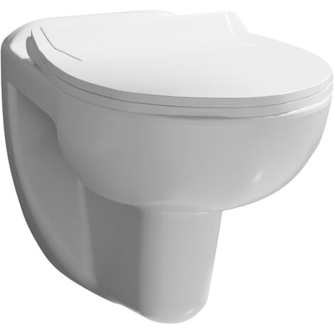 Anslow Wall Hung Ceramic Toilet Pan & Soft Close Seat - 535mm - Balterley