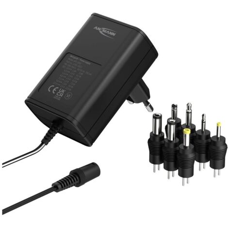 Ansmann 1201-0023 Alimentatore a spina regolabile 12 V/DC, 9 V/DC, 7.5 V/DC, 6 V, 4.5 V/DC, 3 V 1000 mA 12 W