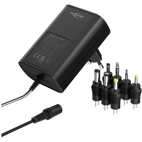 Ansmann 1201-0024 Alimentatore a spina regolabile 12 V/DC, 9 V/DC, 7.5 V/DC, 6 V, 4.5 V/DC, 3 V 1500 mA 18 W