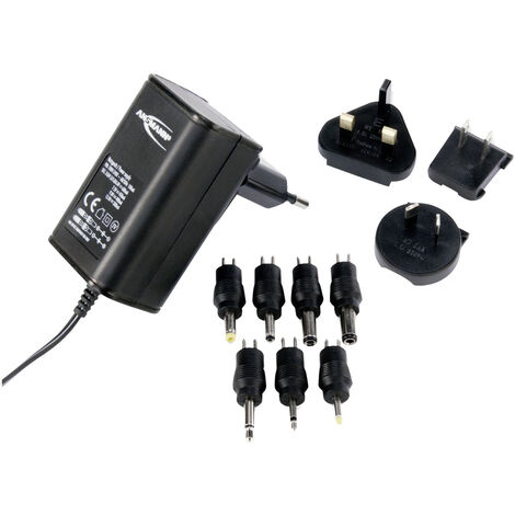 Ansmann 1209-0000 Steckernetzteil, einstellbar 3 V/DC, 4.5 V/DC, 5 V/DC, 6 V/DC, 7.5 V/DC, 9 V/DC, 1