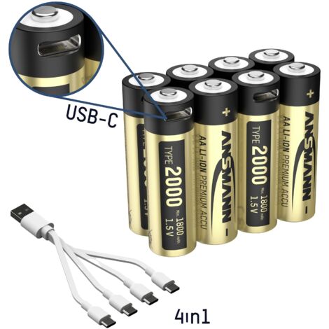 Ansmann 1312-0039 Pile rechargeable LR6 (AA) lithium 1800 mAh 1.5 V 8 pc(s)