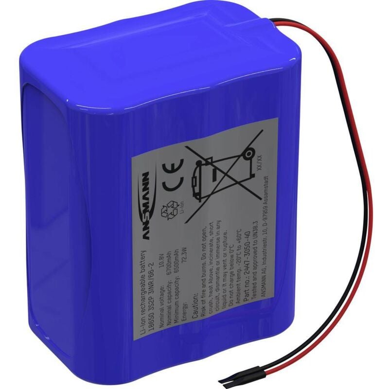 3S2P Pack de piles rechargeables 8x 18650 avec câble Li-Ion 10.8 v 5100 mAh - Ansmann