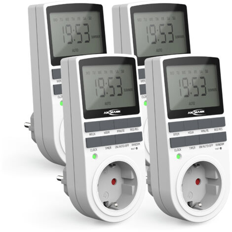 ANSMANN 4x digitale Wochenzeitschaltuhr, LCD-Display 3680W, 10 Schaltzeiteiten