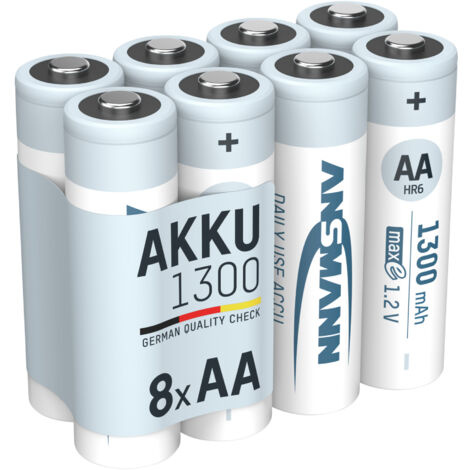 ANSMANN Akku AA 1,2V 1300mAh, Wiederaufladbare NiMH Batterie, 8 Stück