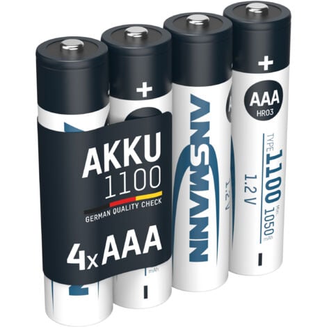 ANSMANN Akku AAA, 4 Stück, 1050 mAh 1,2V NiMH