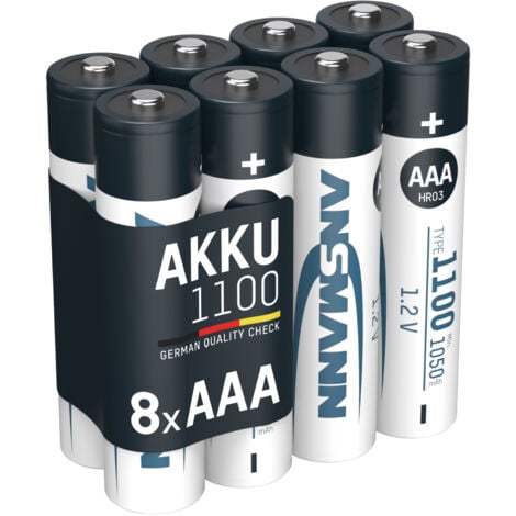 ANSMANN Akku AAA, 8 Stück Typ 1100 mAh (min. 1050 mAh) NiMH 1,2 V
