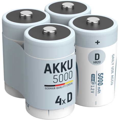 ANSMANN Akku D 5000mAh Mono NiMH 1,2V – 1000x wiederaufladbar (4 Stück)