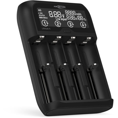 ANSMANN Akku Ladegerät 1-2 NiMH Akkus  AAA AA C oder 4 Li-Ion 3,6V/3,7V / LiFePO4 3,2V