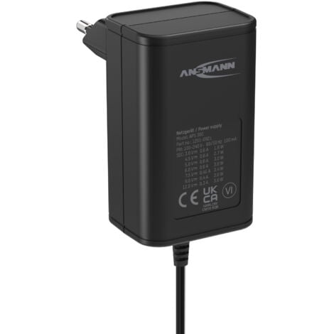 ANSMANN APS 300 Netzteil 12V - Netzstecker bis max. 300mA (7 universal Adapter)