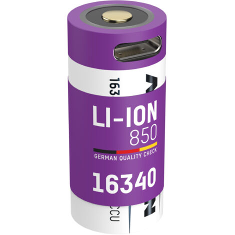 Ansmann – Batterie lithium-ion 16340 rechargeable 850 mAh – Tension 3.6V – Micro-USB – Protection surcharges et courts-circuits - cr123a