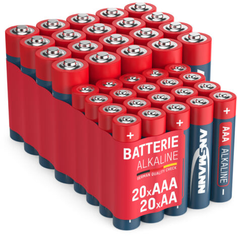 ANSMANN Batterie Set Alkaline 20x AA Mignon LR6 + 20x AAA Micro LR03 Großpack