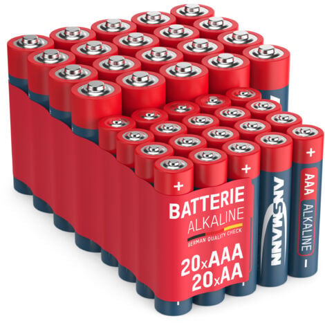 ANSMANN Batterie Set Alkaline 20x AA Mignon LR6 + 20x AAA Micro LR03 Vorratspack