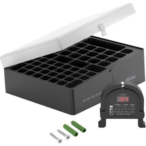 ANSMANN Batteriebox inkl. Tester für 56 Batterien AAA, AA, 9V