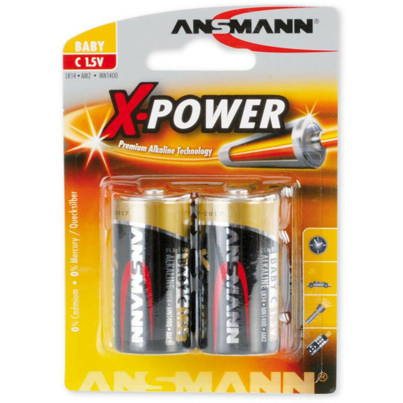 C X-Power Alkaline 1.5V Batteries - Pack of 2 - n/a - Ansmann