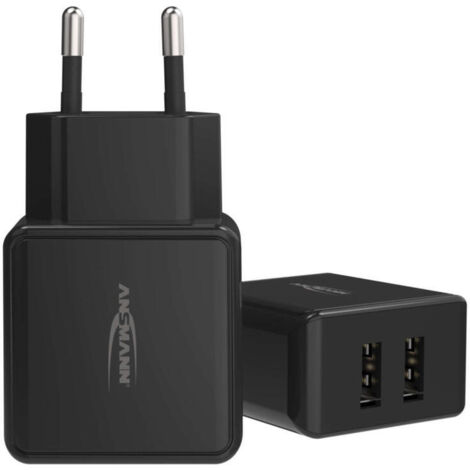 ANSMANN Caricatore USB a 2 Porte da 12 W, con controllo intelligente di ricarica per Smartphone, Tablet, GoPro, e-Book, ECC.