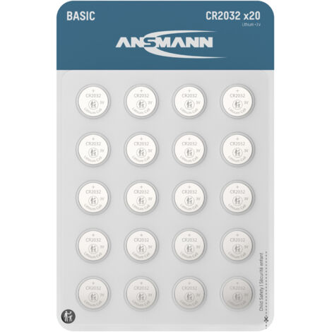 ANSMANN CR2032 Knopfzellen, 20 Stück Lithium Batterien 3V