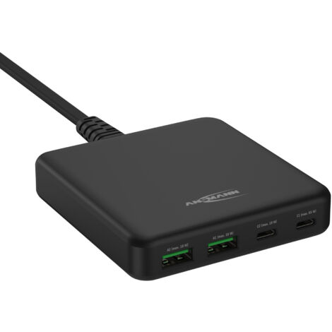 Ansmann Desktop Ladegerät DC465PD 65W USB Ladegerät 65 W 2x USB-A, 2x USB-C® USB PD Schwarz Innenber