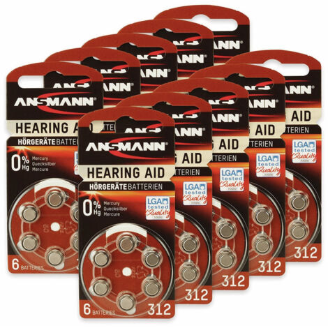ANSMANN Hörgeräte-Batterie, HEARING AID, PR41, Größe 312, 60 Stück