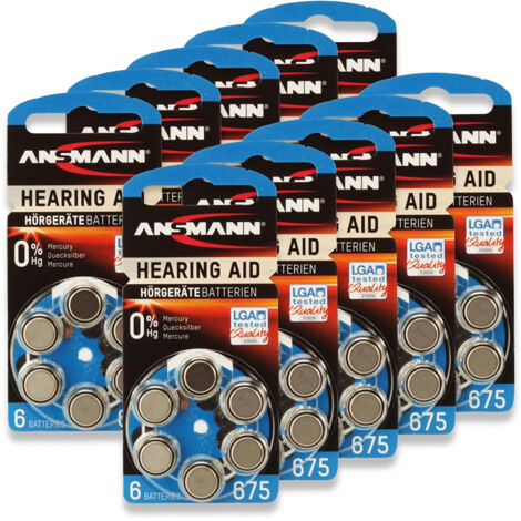 ANSMANN Hörgeräte-Batterie, HEARING AID, PR44, Größe 675, 60 Stück