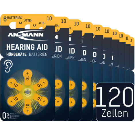 ANSMANN Hörgerätebatterien Typ 10 gelb PR70 P10 ZL4, 120 Stück, German Quality