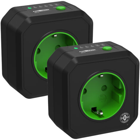 Ansmann – Lot de 2 prises programmables avec compte à rebours – 230V AC – Max 2500W – Économie d'énergie – Noir