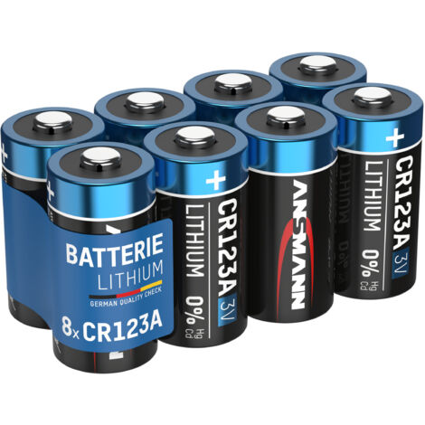 Ansmann – Lot de 8 piles au lithium CR123A 3V – Longue durée de vie jusqu'à 10 ans – Résistantes de -20°C à +60°C – Idéales pour appareils photo et lampes LED