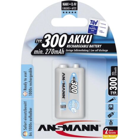 ANSMANN maxE plus - Batteria 9V - NiMH - (ricaricabile) - 250 mAh