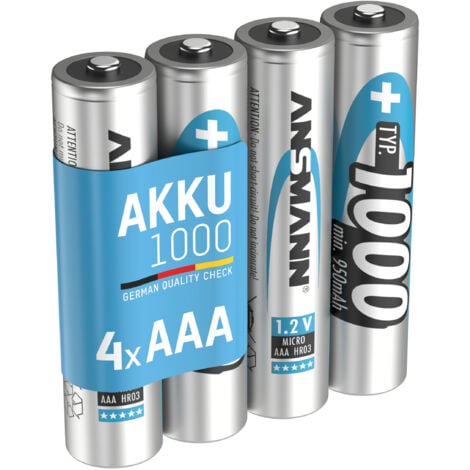 ANSMANN Micro AAA Akku 1000 mAh Hohe Kapazität