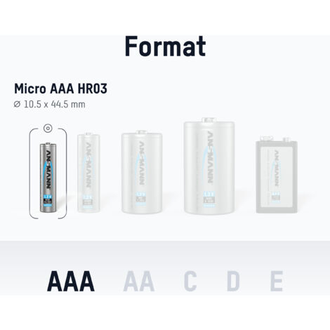 ANSMANN Pack de 2 pile rechargeable PHONE DECT AAA Micro 800mAh Ansmann (5035332)