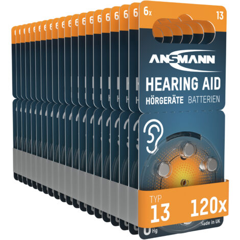 ANSMANN Piles auditives type 13 (lot de 120) – Orange