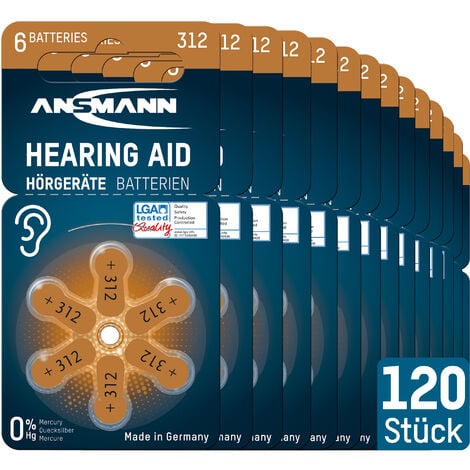 ANSMANN Piles pour appareils auditifs 312 1,4 V (120 pièces)