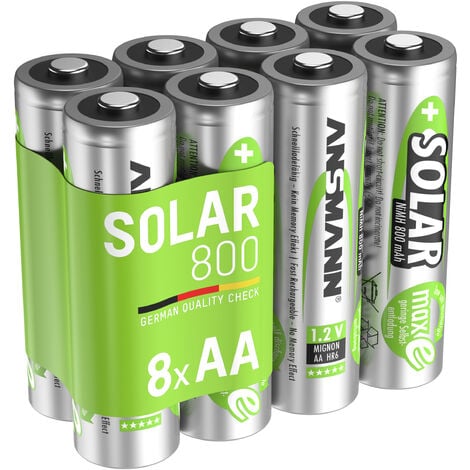 Piles Solaires rechargeables Lithium-Ion LifePo04 AA 800 Mah 3,2V