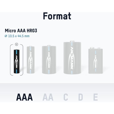 ANSMANN Piles rechargeables Micro AAA 550 mAh NiMH 1,2 V (lot de 8)