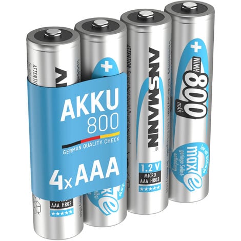 Piles AAA rechargeables Duracell (lot de 4 piles), 900 mAh, NiMH