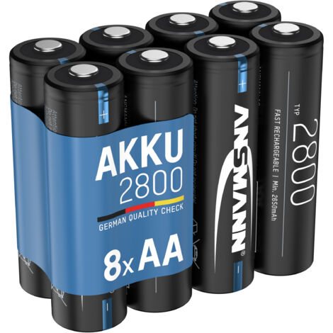 Ansmann – Piles rechargeables NiMH AA 2800 mAh 1,2V – Lot de 8 – Pour appareils à forte consommation – Rechargeables jusqu'à 1000 fois