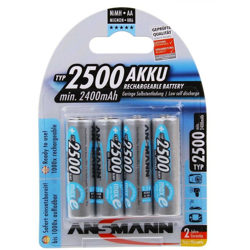 NiMH aa 2500mAh Batteries - Pack of 4 - n/a - Ansmann