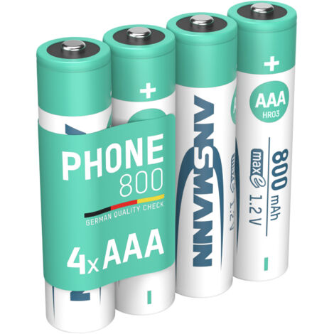 ANSMANN Telefon Akku AAA, 4 Stück, 800mAh 1,2V, DECT